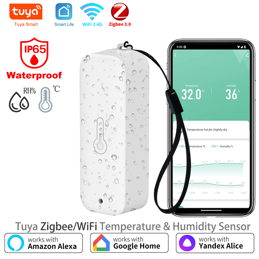 Smart Garden Arduino - Tuya Zigbee/WiFi 屋外温度湿度センサー温度計スマートライフワーク Google アシスタント、IP65 防水