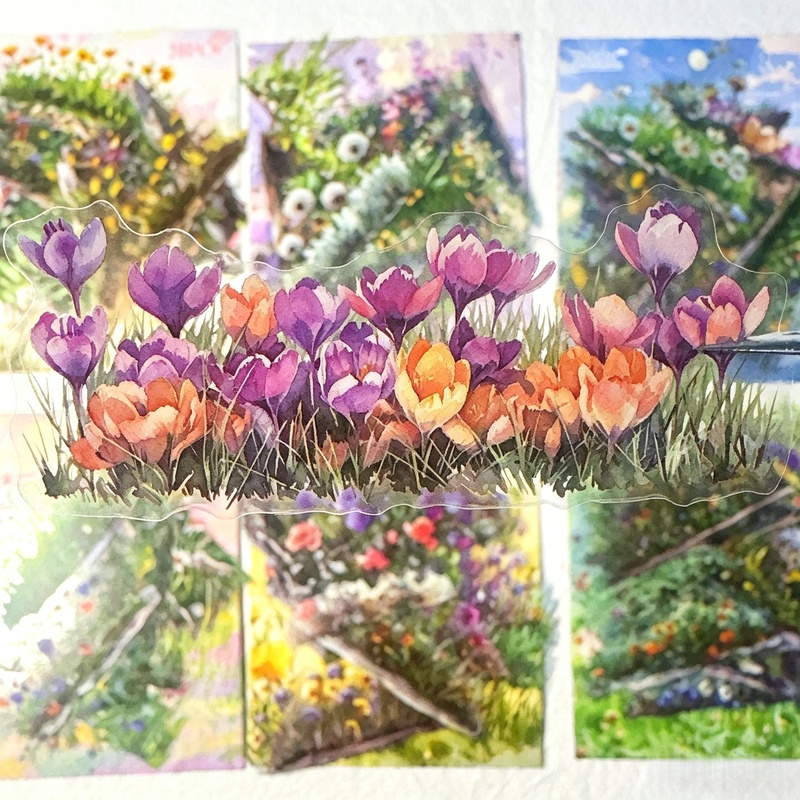 20 枚花柄 PET ステッカーパックレトロ水彩花ステッカー - Garden Journal Planner のレビューと価格